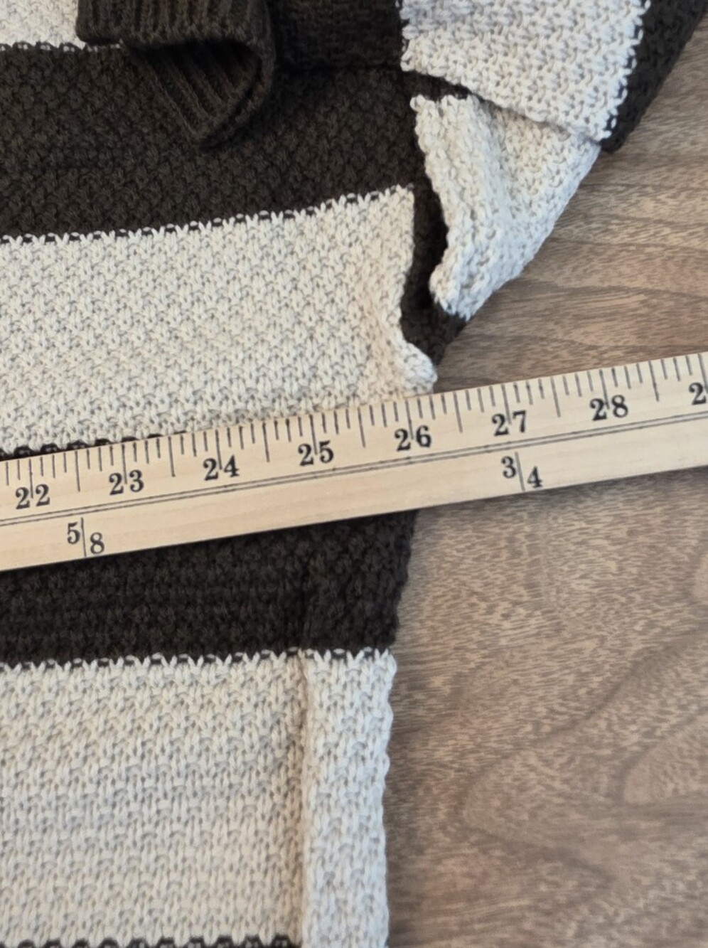 Zenana Brown Cream Striped Knit Sweater Large Long Sleeve Oversized Coastal - Picture 13 of 15